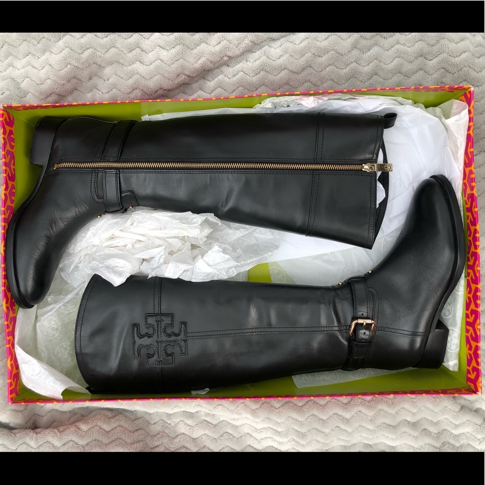 TORY BURCH Riding Boots|SIZE 6|Black Vegan Leather